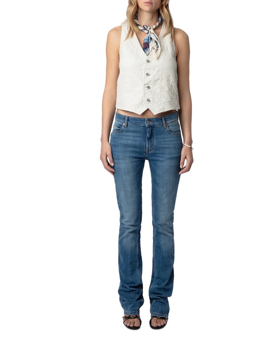 Zadig & Voltaire Cream V-Neck Buttoned Vest - Picture 2 of 6